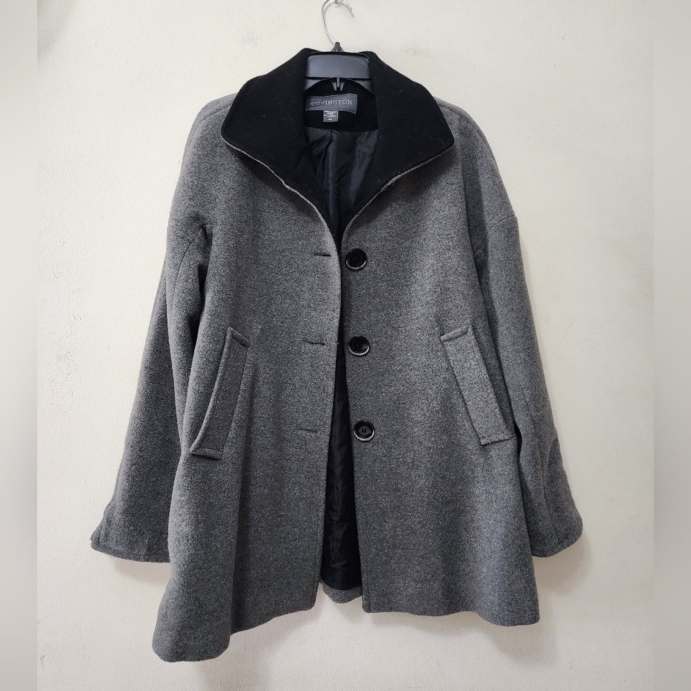 Covington Womens Wool Blend Winter Single-Breasted Swing Coat size Small